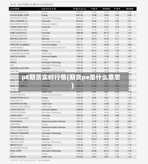 pE期货实时行情(期货pe是什么意思)