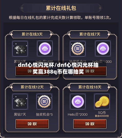 dnf心悦闪光杯/dnf心悦闪光杯抽奖赢388q币在哪抽奖-第2张图片